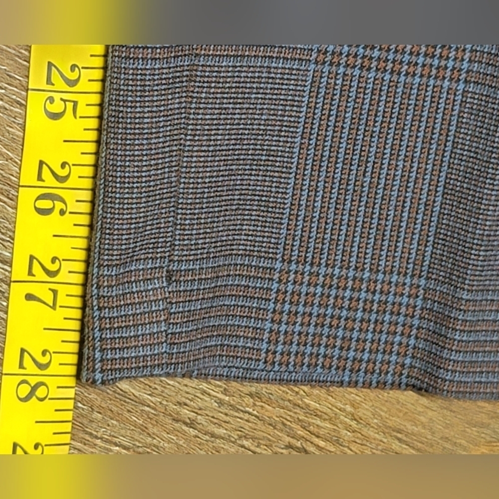 J. Jill Plaid Ponte Ankle Pant Size 8 Blue-Gray Orange-Tan Work Stretch - Picture 6 of 9